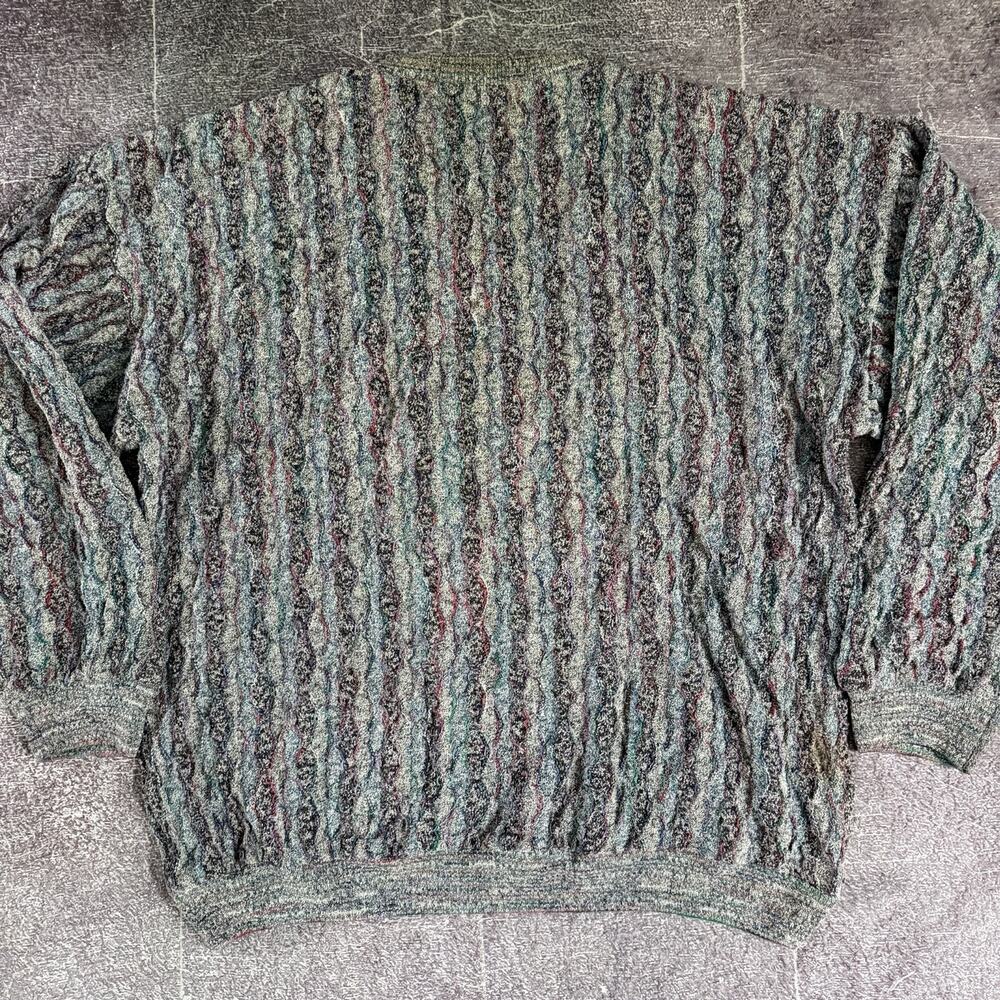 Men's Vintage 90's Tundra Canada Gray Coogi Like Textured Crewneck Sweater Sz L - Picture 4 of 4